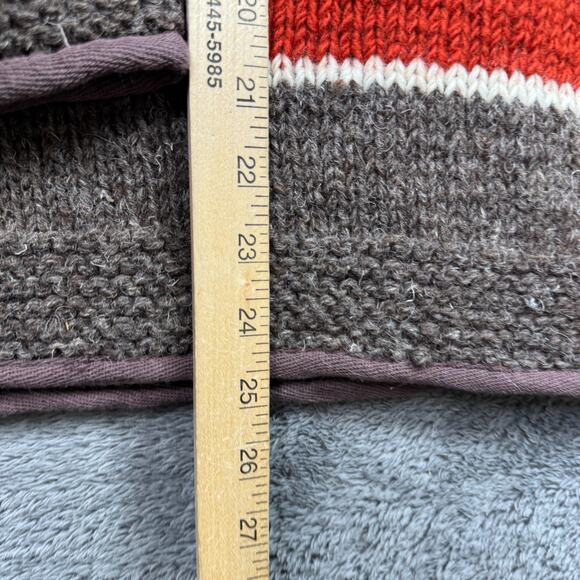 Chunky Knit Nepal Wool Handmade Rugby Sweater Laundromat NEW Adult L Red Stripe - Picture 7 of 7